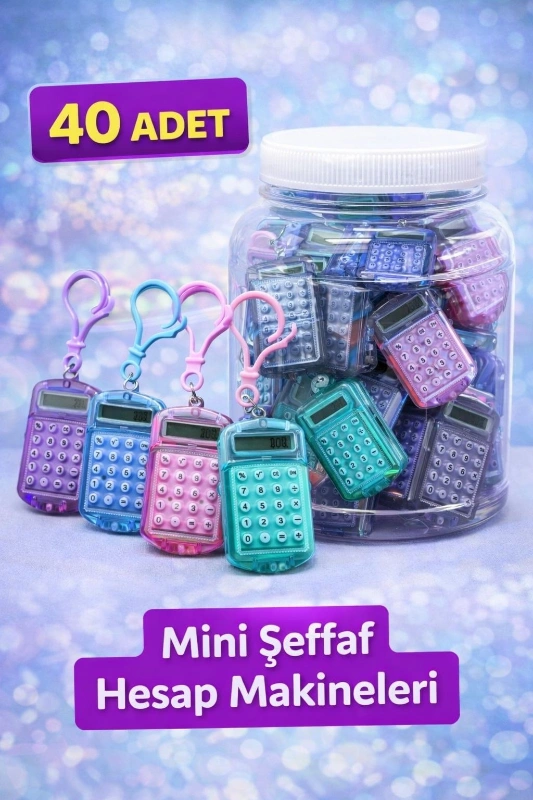 MİNİ ŞEFFAF HESAP MAKİNESİ / 40LI KAVANOZ